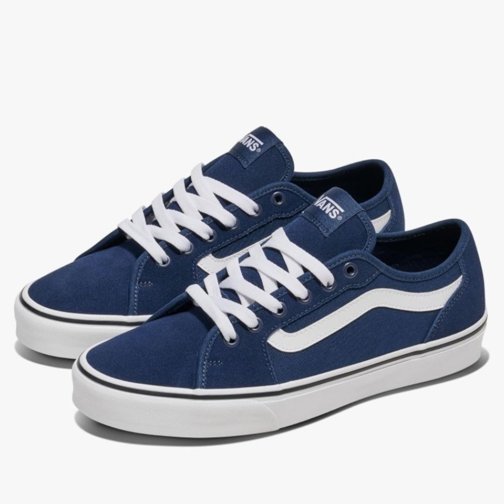 Vans Men's Blue & White Lace Up Athletic Sport Sneaker Skateboard Shoes 12